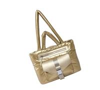 Rxgiasup Practical Nylon Shoulder Bag Women's Large Capacity Handbag Quilted Puffer Bag Shoulder Bag for Commuting and Leisure, gold