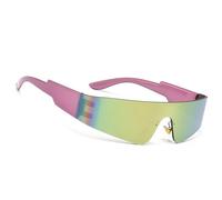 [Rxgiasup] Punk Sporty Sunglasses Trendsetter for vacation dresses. Futuristic role play rock shade Futuristic Frame, pink film purple hula