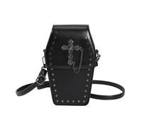 [Rxgiasup] Rivet Handbag Crossbody Bag Coffin Shaped Multipurpose Purse Trendy Halloween Gothic Cell Phone Vintage Shoulder Bag for Women, Black, クロス