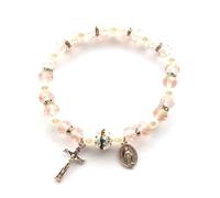 [Rxgiasup] Rosary Bracelet Elastic Beaded Charm Ornament Decoration Supplies for Teen Girls Women Hand Decoration