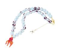 Rxgiasup Round Beads Glass Unique Charm Necklace Ceramic Beaded Collarbone Chain Jewelry with Secure Metal Chain Clasp Elegant Sea Themed Neckchain