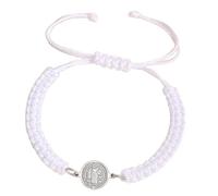 [Rxgiasup] Vintage Benedict Cross Adjustable Rope Hand Woven Flat Knot Christening Religious Jewelry Hand Rope, フリーサイズ