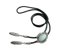 [Rxgiasup] Western Vintage Antique Stone Boloti Adjustable Braided Rope String Tie Feather Pendant Charm Jewelry Necklace Western Neckwear