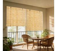 RxiBeFuw Bamboo Blinds 90 100 120 145 165cm Wide Retro Bamboo Roller Blinds Natural Reed Curtains Outdoor Roller Blinds Shade With Lifter Sunshade Privacy Screen Roman Blinds For Kitchen Windows