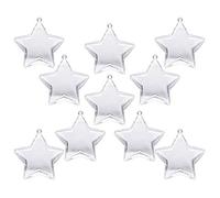 Rxicdeo 10 Sets 80mm DIY Fillable Balls Clear Plastic Ornaments Balls Christmas Tree Ornament Bauble Party Supplies (Star Shape)