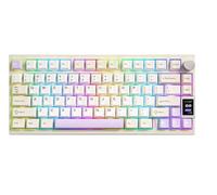 RXJMKCZ Compatible for YUNZII AL80 Black Mechanical Keyboard, Hot Swap Wireless QMK/VIA Aluminum with LCD Display & Functional Knob(Cocoa Cream V2,Beige)