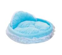 RXJMKCZ Cute Princess Pet Bed with Lace, Cotton Cat Bed & Teddy Litter for Cats & Small Dogs, Pet Kennel Supplies(Blue,S 45cm)