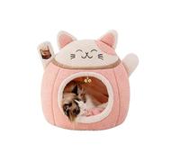 RXJMKCZ Lucky Fortune Cat Pet Bed, Winter Warm Semi-Open Fleece Round Bed, Soft Cushioned Kennel for Cats & Dogs(Pink)