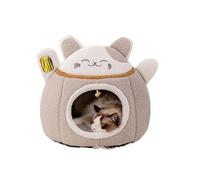 RXJMKCZ Lucky Fortune Cat Pet Bed, Winter Warm Semi-Open Fleece Round Bed, Soft Cushioned Kennel for Cats & Dogs(Light Grey)