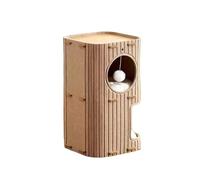RXJMKCZ Winter Double Enclosed Cat House, Integrated Tree Hole, Thickened Felt Cat Litter, MultiLayer Scratching Board Indoor Pet Frame(2 camel)