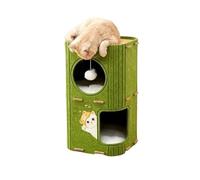 RXJMKCZ Winter Double Enclosed Cat House, Integrated Tree Hole, Thickened Felt Cat Litter, MultiLayer Scratching Board Indoor Pet Frame(2 green)