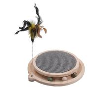 RXJMKCZ Wooden Cat Scratching Pad, Natural Sisal with Ball Track Spring Ball Kitten Interactive Chasing Training Toy