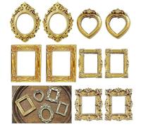 RXKFIGX 10 Pcs Vintage Mini Picture Frames, Frames Baroque Antique Small Photo Frames, Mini Museum Frame, Small Gold Frame for Craft Jewelry Display Photo Party Wedding Decoration