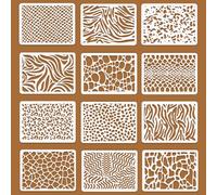 RXKFIGX 12 PCS Geometric Painting Stencils Set for Craft, Plastic Art Template for Painting Wood Wall Floor Furniture Canvas Scrapbooking DIY, Reusable Paint Supplies Home Decor