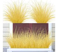 RXKFIGX 12PCS Artificial Grass Plants, Fake Bushes Artificial Shrubs Wheat Grass Greenery Artificial Greenery Stems,Outdoor Artificial Plants for Indoor Outdoor Window Box Garden Decor (Yellow)
