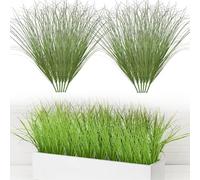 RXKFIGX 12PCS Artificial Grass Plants, Fake Bushes Artificial Shrubs Wheat Grass Greenery Artificial Greenery Stems,Outdoor Artificial Plants for Indoor Outdoor Window Box Garden Decor (Green)