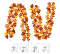 RXKFIGX 2 Pack Artificial Autumn Maple Leaf Garlands,Autumn Garland, Autumn Home Decor,Decorations with Hooks Fall Decor Garland Decorations, for House Garden Wall Doorway Fireplace Autumn Decoration