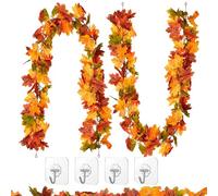 RXKFIGX 2 Pack Fall Leaf Garland, Autumn Foliage Mantel & Table - Autumn Thanksgiving Fall Decor 1.78m/Piece Easy Hanging Artificial Maple Leaf Garland for House Doorway Fireplace Autumn Decoration