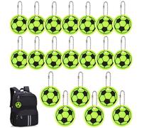 RXKFIGX 20PCS Reflector Pendant Soccer Keychains, Ball Football Party Bag Fillers, Safety Reflector Mini Football Key Rings Sports Ball, Football Keyring for Boys Kids Gift School Backpacks
