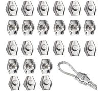 RXKFIGX 24 Pcs Wire Rope Single Clip Stainless Steel Bearing Simplex Single Bolt Wire Rope Clip Cable Clamps Rigging Fasteners Wire Rope Clamps Stainless Steel Single Bolt Cable Clamp for 2mm-3mm Rope