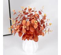 RXKFIGX 30Pcs Fall Artificial Flowers Autumn Artificial Eucalyptus Stems 31cm,Faux Silk Eucalyptus Branch Fake Autumn Foliage Greenery Stem for Autumn Decorations,Thanksgiving Halloween Décor (orange)