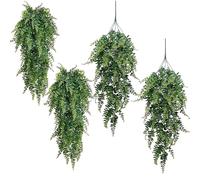 RXKFIGX 4 Pcs Artificial Hanging Plants, Fern Artificial Trailing Plants Artificial Ferns Hanging Plants Boston Ferns Faux Persian Faux Trailing Plant Plastic Fern Leaf Fake Plants Indoor Decorative