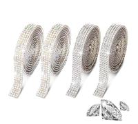 RXKFIGX 4 Rolls Silver Glitter Resin Rhinestone Crystal Rhinestone Diamond Ribbon Strips Sparkling DIY Decoration Rhinestone Strips Rhinestone for DIY Art Crafts Two styles