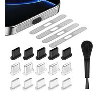 RXKFIGX 4pcs USB C Dust Plugs and 15pcs Phone Speaker Covers, Dustproof Adhesive Cover, Type-C Charging Port Cover, for iPhone 15 16 Series and All Type C Devices with Plastic Cleaning Brush