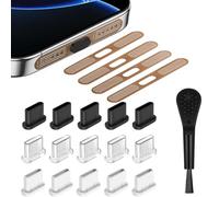 RXKFIGX 4pcs USB C Dust Plugs and 15pcs Phone Speaker Covers, Dustproof Adhesive Cover, Type-C Charging Port Cover, for iPhone 15 16 Series and All Type C Devices with Plastic Cleaning Brush