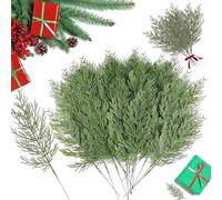 RXKFIGX 50 Pcs Artificial Plants Pine Needles Branches Fake Pine Sprigs Green Faux Artificial Pines Branches Green Leaves Needle for DIY Crafts Christmas Embellishing and Home Holiday Decoration