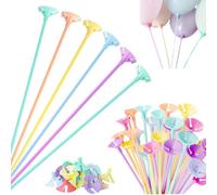 RXKFIGX 50 PCS Balloon Sticks Macaron-Color Balloon Holder Sticks, Reusable Balloons Sticks Holders with Cups for Balloons Party Decor Baby Shower Birthday Party Graduation Wedding
