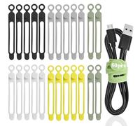 RXKFIGX 50pcs Cable Ties Reusable Silicone Cable Straps Cable Wire Ties Cable Cord Organizers for Earphones,HDMI,Mobile Phones Chargers Audio Cables