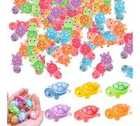 RXKFIGX 60 Pcs Mini Resin Turtles,Mini Luminous Turtles Resin,2.3cm DIY Turtle Small Figures, Resins Figure Turtles, Figure Glow in the Turtle for Garden Fish Tank Aquarium Dollhouse Decor