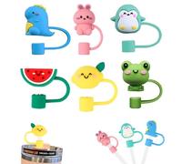 RXKFIGX 6Pcs Silicone Straw Cover Cap, Food Grade, Reusable, 10mm Dust-Proof, Cute Drinking Straws Cover Tips for Stanley 40/30 Oz Tumbler