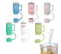 RXKFIGX 6Pcs Silicone Straw Cover Cap, Food Grade, Reusable, 10mm Dust-Proof, Cute Drinking Straws Cover Tips for Stanley 40/30 Oz Tumbler