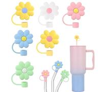 RXKFIGX 6Pcs Silicone Straw Cover Cap, Food Grade, Reusable, 10mm Dust-Proof, Cute Drinking Straws Cover Tips for Stanley 40/30 Oz Tumbler
