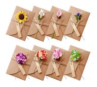 RXKFIGX 8 Pcs Retro Dried Flower Greeting Cards, Dried Flowers Decorated Postcard, Handmade Kraft Paper Blank Cards with Kraft Paper Envelopes for Birthday Wedding Christmas Thank You Greeting Cards