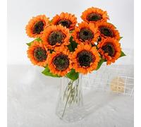 RXKFIGX 8 Pcs Silk Long Stem Sunflowers Silk Fake Sunflowers 47 cm Realistic Silk Sunflower Fake Silk Sun Flower Sunflowers Artificial Flowers for DIY Home Wedding Bridal Shower Party Decor