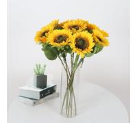 RXKFIGX 8 Pcs Silk Long Stem Sunflowers Silk Fake Sunflowers Fake Sun Flower Artificial Sunflower Bouquet Artificial Sunflowers for DIY Home Wedding Bridal Shower Party Decor