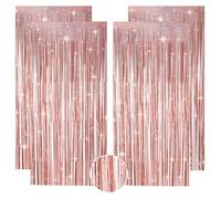 RXKFIGX Tinsel Curtains, 4PCS Foil Fringe Curtains, Rose Gold Backdrop 1m×2m Party Backdrop Streamers, Foil Curtain Backdrop for Birthday Wedding Pride Party Door Decoration