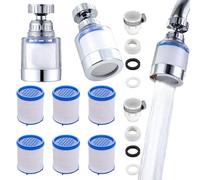 RXKFIGX Water Filter for Tap 2 Pcs Faucet Water Filters+6 Filter Cartridges 360 Degree Rotating Hard Water Filter Splashproof Faucet Filter Universal Model for Home Kitchen Bathroom Shower