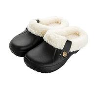 RXLLDOLY Women's Fleece Lined Clogs Unisex Slip On Garden Cloggies Mule Shoes Lightweight Workout Sandals Non-Slip Waterproof Platform Cozy Plush House Slippers for Men