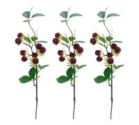 RXMORI 3Pcs Artificial Raspberry Picks Faux Raspberry Stems,38cm Fake Raspberry Branches with Green Leaves, Branches, Artificial Berry Stem for Living Room Dinner Table Decor(Inspired Plum)