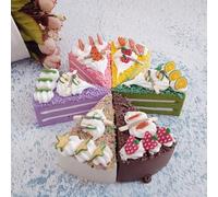 RXMORI 6pcs Realistic Artificial Simulation Mini Cake, Slice Faux Cake Food Model, Fake PU Cake for Decoration, Simulated Pastries Artificial Cake Dessert for Table Centerpiece