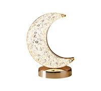 RXMORI LED Yellow Crescent Moon Tabletop Lamp, Star Night Light, Black Base, Battery Powered Night Lamp for Holiday Decoration