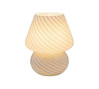 RXMORI Mushroom Lamp, Glass Table Bedside Lamps, Dimmable Glass Night Light, Translucent Murano Vintage Style Striped Small Night Light for Home Decor(#1)