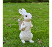 RXMORI Rabbit Planter Pot Container,Rabbit Succulent Pot,Bunny Statue Cute Animal Shape Flower Pot Courtyard Decoration Artificial Flower Vase Rabbit Statue Planter(white)