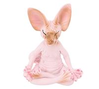 RXMORI Resin Meditation Cat Statues, Cute Vivid Expression Cat Sculpture, Bright Color Cat Figurine Outdoor Cat Ornament for Garden Yard Pond Decor (Pink)