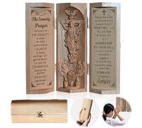 RXMORI Three Sides Openable Jesus Statue,Statue of Jesus,Angels Statue,Catholic Wooden Statue,Openable Wooden Cylinder Sculpture of Jesus Christ for Room Decor