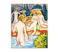 RXNHGJDS August Macke Prints Painting Bathers with Trees of Life Poster Expressionism Wall Art Famous Painting Reproductions For Living Room Home Decor65x50cm(26x19in) Frameless